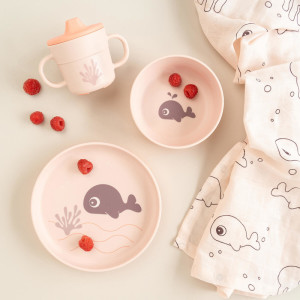 Coffret repas bébé anti-dérapant en silicone "Foodie Wally Powder" Done by Deer