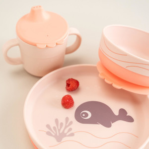 Coffret repas bébé anti-dérapant en silicone "Foodie Wally Powder" Done by Deer