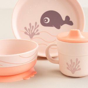 Coffret repas bébé anti-dérapant en silicone "Foodie Wally Powder" Done by Deer