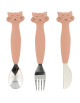 Set de 3 couverts en inox et silicone "Mrs Chat" (x3) (12 mois et +)