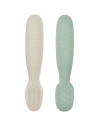Set de 2 Pré-cuillères bébé en silicone 1er âge "Vert Sauge / Gris Velvet" (4 mois et +)
