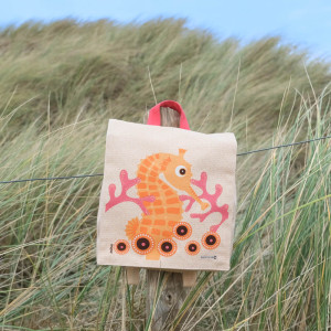 Sac à dos bébé crèche et maternelle en coton bio "Mibo Hippocampe" Coq en Pate