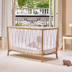  Lit bébé évolutif 60x120 en bois KIMI "Bois de Rose" (avec Matelas et Surmatelas Mousse)  Charlie Crane