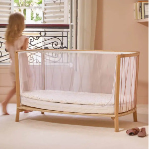 Lit bébé évolutif 60x120 en bois KIMI "Bois de Rose" (avec Matelas et Surmatelas Mousse)  Charlie Crane