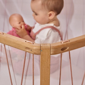  Lit bébé évolutif 60x120 en bois KIMI "Bois de Rose" (avec Matelas et Surmatelas Mousse)  Charlie Crane
