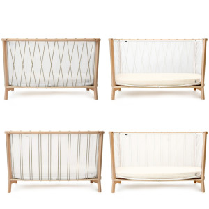 Lit bébé évolutif 60x120 en bois KIMI "Noisette" (avec Matelas Mousse) Charlie Crane