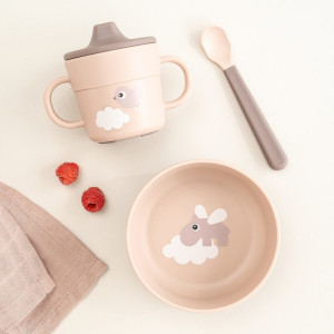 Coffret repas bébé anti-dérapant en silicone "Foodie Happy Cloud Powder" Done by Deer
