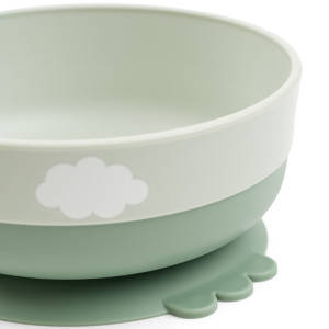 Coffret repas bébé anti-dérapant en silicone "Foodie Happy Cloud Green" Done by Deer