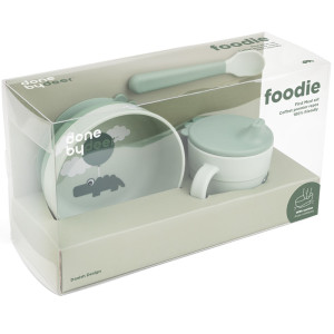 Coffret repas bébé anti-dérapant en silicone "Foodie Happy Cloud Green" Done by Deer