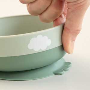 Coffret repas bébé anti-dérapant en silicone "Foodie Happy Cloud Green" Done by Deer