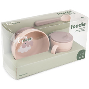 Coffret repas bébé anti-dérapant en silicone "Foodie Happy Cloud Powder" Done by Deer