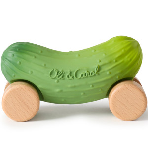 Voiture en caoutchouc naturel et bois "Pépino le Concombre" (0-4 ans) Oli & Carol