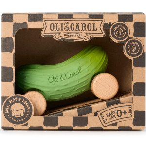 Voiture en caoutchouc naturel et bois "Pépino le Concombre" (0-4 ans) Oli & Carol