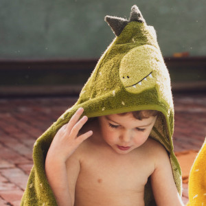 Cape de bain enfant en éponge de coton bio "Mr Dino" (2-6 ans) Trixie