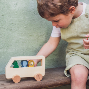 Jouet en bois bébé à pousser "Bus Animaux" (18 mois et +) Trixie