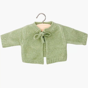 Cardigan Alix en tricot "Thé Vert" pour poupon Babies Minikane