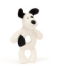 Hochet en peluche Bashful "Chien Noir & Blanc"