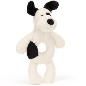 Hochet en peluche Bashful "Chien Noir&blanc" Jellycat