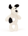 Hochet en peluche Bashful "Chien Noir & Blanc"