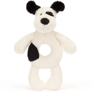 Hochet en peluche Bashful "Chien Noir&blanc" Jellycat
