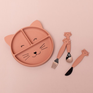 Assiette compartimentée avec ventouse en silicone "Mrs Chat" Trixie