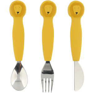 Set de 3 couverts en inox et silicone "Mr Lion" (x3) (10 mois et +)
