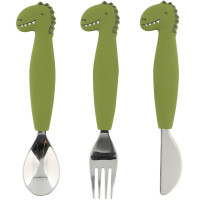 Set de 3 couverts en inox et silicone "Mr Dino" (x3) (12 mois et +)