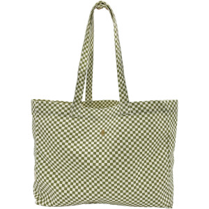 Sac Cabas en coton Marius "Damier Olive" Milinane
