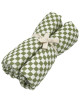 2 petits langes en gaze de coton Gaspard "Damier Olive"  (70x70 cm)