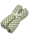 2 petits langes en gaze de coton Gaspard "Damier Olive"  (70x70 cm)