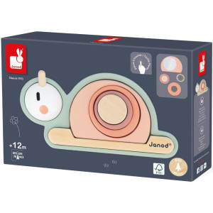 Escargot à empiler sensoriel en bois "Sweet Cocoon" (12-36 mois) Janod