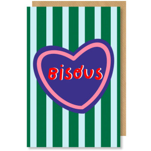 Carte Postale "Bisous & Rayures" Maison Mapa-chali