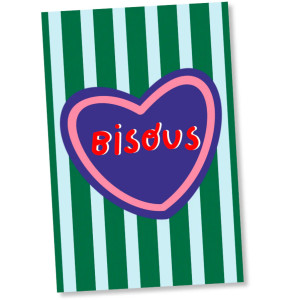 Carte Postale "Bisous & Rayures" Maison Mapa-chali