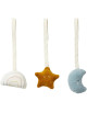 Jouets à suspendre pour portique en velours coton bio "Moonbeam" (x3)