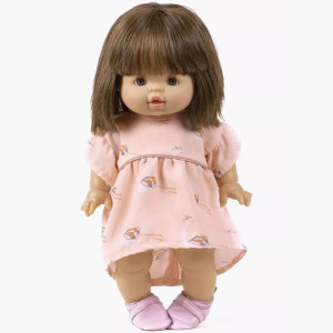 Robe Daisy et son headband "Peacocks Roses pour poupon Gordis Minikane