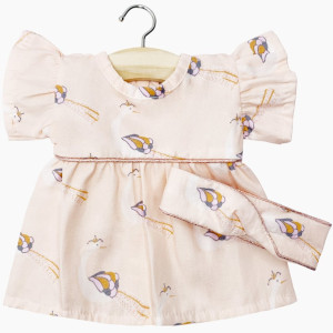Robe Daisy et son headband "Peacocks Roses pour poupon Gordis Minikane