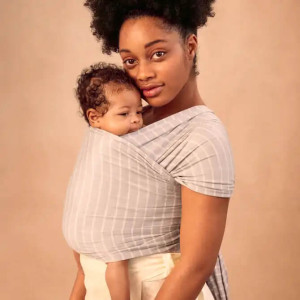 Echarpe de Portage Aura Knit "Gris Rayé" Ergobaby
