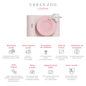 Appareil photo numérique enfant Urban Zoo "Licorne" (5-10 ans) The Zoo Family