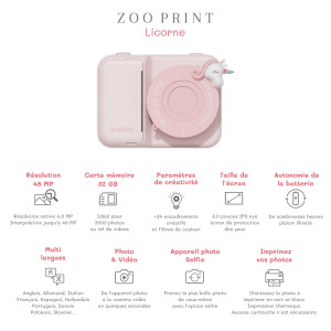 Appareil photo numérique enfant Zoo Print "Licorne" (5-11 ans) The Zoo Family