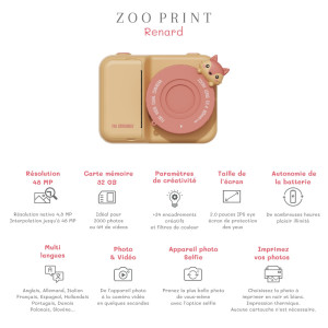 Appareil photo numérique enfant Zoo Print "Renard" (5-11 ans) The Zoo Family