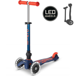 Trottinette 3 roues Mini Micro Deluxe Pliable avec roues LED "Bleu Marine" (2-5 ans)