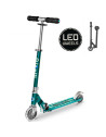Trottinette pliable Micro Sprite avec roues LED "Rayures Pétrole" (5-12 ans)