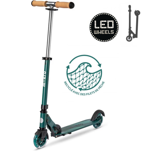 Trottinette pliable Micro Sprite avec roues LED Eco "Vert" (5-12 ans)