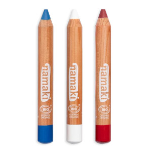 Kit Crayons de maquillage BIO Supporter "Bleu-Blanc-Rouge" Namaki