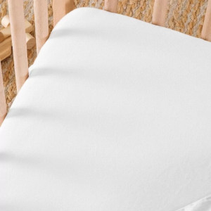 Drap housse bébé 60x120 en Satin de coton bio "Blanc Craie" Kadolis
