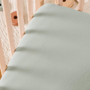 Drap housse bébé 70x140 en Satin de coton bio "Tilleul" Kadolis