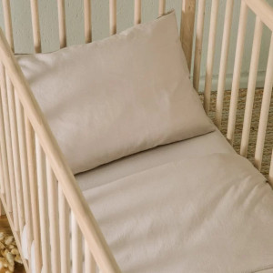 Drap housse bébé 70x140 en Satin de coton bio "Lin" Kadolis
