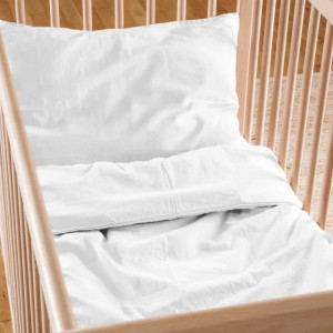 Drap housse bébé 70x140 en Satin de coton bio "Blanc Craie" Kadolis