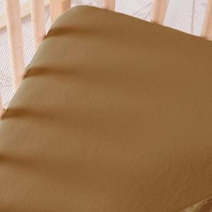 Drap housse bébé 70x140 en Satin de coton bio "Ambre" Kadolis