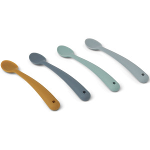 Cuillères en silicone bébé Siv "Blue Multi" (x4) Liewood